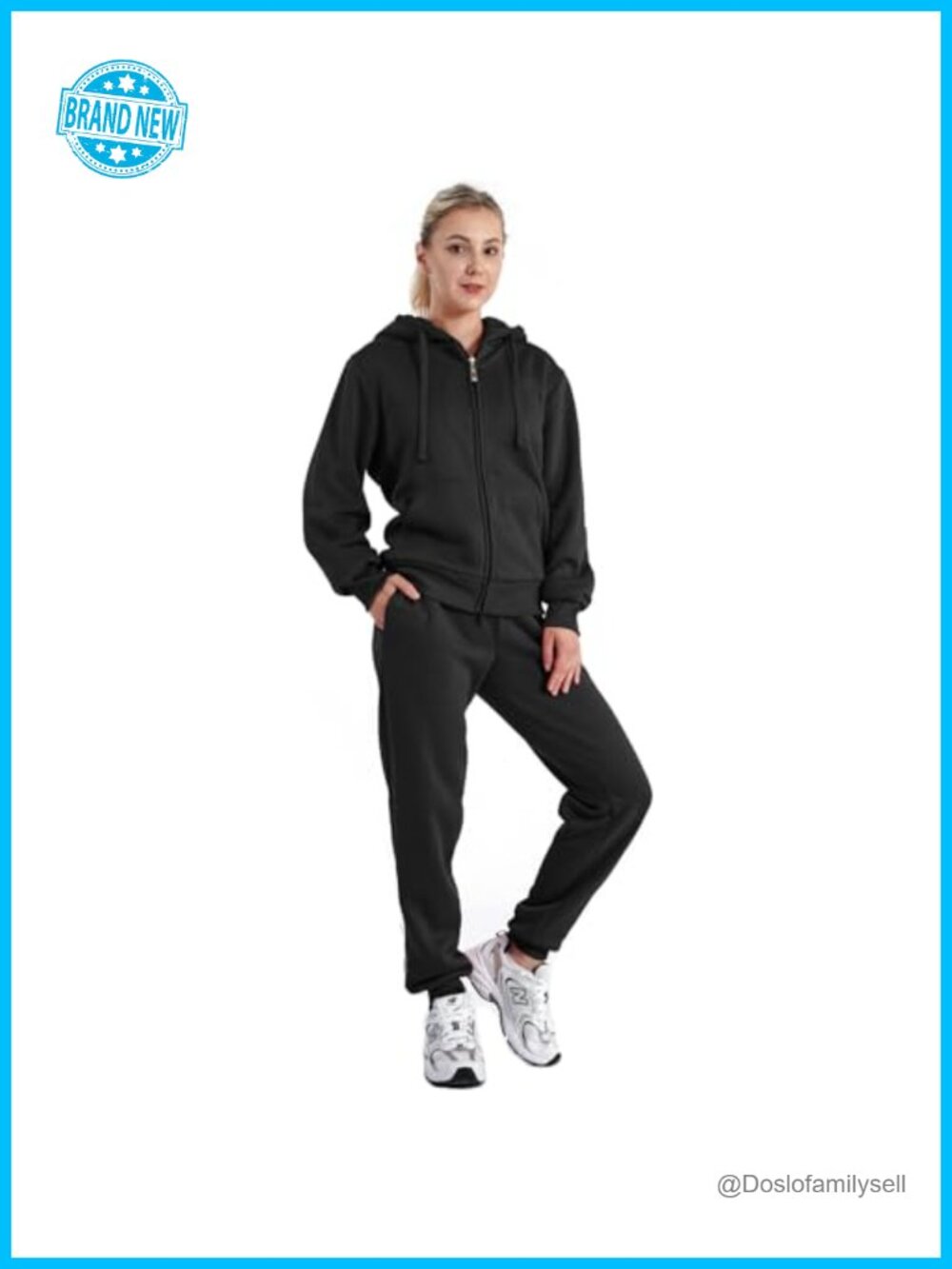 Sherpa Lined Zip Hoodie & Jogger Set Womens Tracksuit Warm Winter